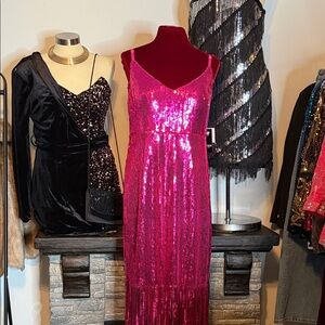 Strapless Pink Sequin Dress